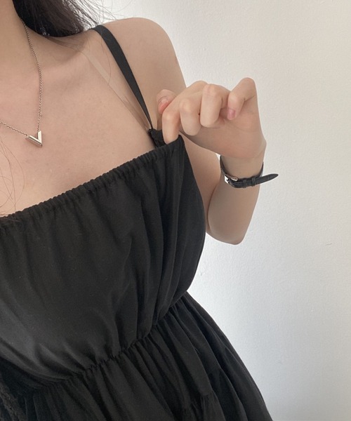 YUGA(ユーガ)の「YUGA_YGMC Korean-style Tiered Flare Camisole Dress(ワンピース・レディース・ホワイト/ブラック・FREE)」の21枚目の写真
