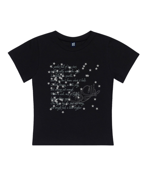 PAGESIISII(ページシシ)の「ランダムスタープリンティングスリムフィット半袖Tシャツブラック(Tシャツ/カットソー・レディース・その他・MEDIUM)」の3枚目の写真