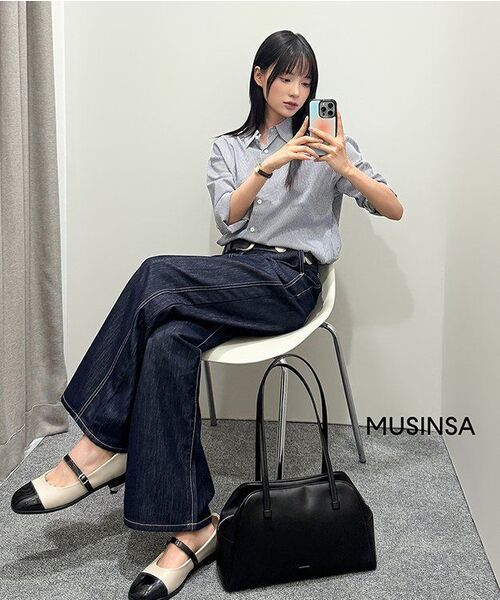 MIND BRIDGE WOMEN（マインドブリッジウーマン）の「[W]ワイドローデニムパンツ（デニムパンツ・レディース・インディゴブルー・55）」の10枚目の写真