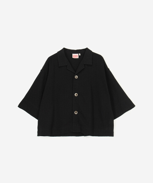 Bshop(ビショップ)の「INDIA INDUSTRY | コットンメッシュ 半袖オープンカラーシャツ WOMEN(シャツ/ブラウス・レディース・ブラック/ダークブラウン・1)」の2枚目の写真