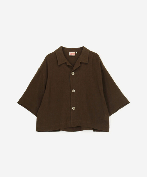 Bshop(ビショップ)の「INDIA INDUSTRY | コットンメッシュ 半袖オープンカラーシャツ WOMEN(シャツ/ブラウス・レディース・ブラック/ダークブラウン・1)」の5枚目の写真