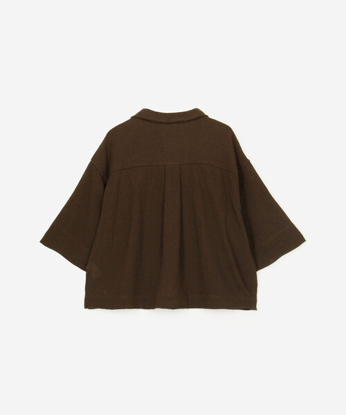 Bshop(ビショップ)の「INDIA INDUSTRY | コットンメッシュ 半袖オープンカラーシャツ WOMEN(シャツ/ブラウス・レディース・ブラック/ダークブラウン・1)」の6枚目の写真