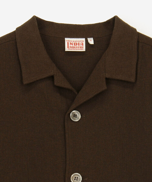 Bshop(ビショップ)の「INDIA INDUSTRY | コットンメッシュ 半袖オープンカラーシャツ WOMEN(シャツ/ブラウス・レディース・ブラック/ダークブラウン・1)」の7枚目の写真