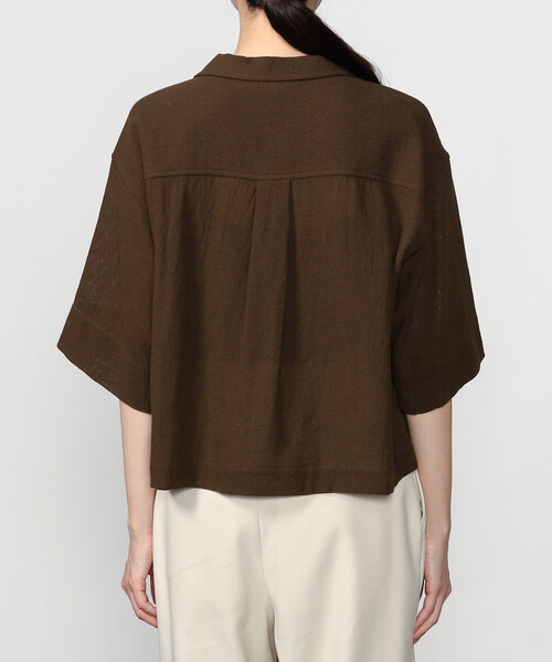 Bshop(ビショップ)の「INDIA INDUSTRY | コットンメッシュ 半袖オープンカラーシャツ WOMEN(シャツ/ブラウス・レディース・ブラック/ダークブラウン・1)」の12枚目の写真