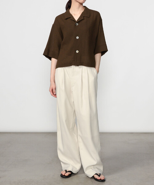 Bshop(ビショップ)の「INDIA INDUSTRY | コットンメッシュ 半袖オープンカラーシャツ WOMEN(シャツ/ブラウス・レディース・ブラック/ダークブラウン・1)」の14枚目の写真