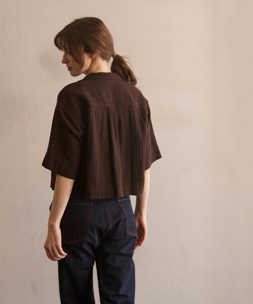 Bshop(ビショップ)の「INDIA INDUSTRY | コットンメッシュ 半袖オープンカラーシャツ WOMEN(シャツ/ブラウス・レディース・ブラック/ダークブラウン・1)」の17枚目の写真