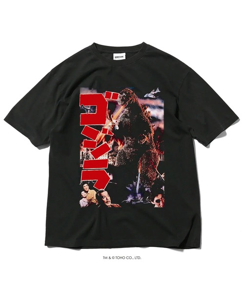 HOMEGAME(ホームゲーム)の「ゴジラ×ホームゲーム 【HOMEGAME】- 半袖Tシャツ 1954 ゴジラ TEE(Tシャツ/カットソー・メンズ・ブラック・XX-LARGE/X-LARGE/LARGE/MEDIUM)」の1枚目の写真
