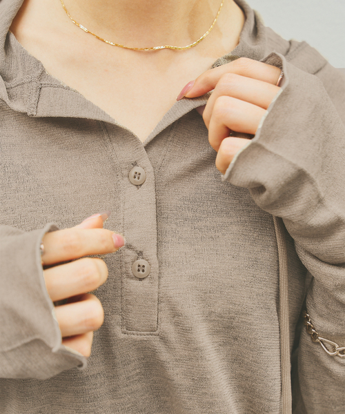Noble（ノーブル）の「《WEB＆一部店舗限定》【RITA×SELLICHI】シアーフーディトップス（Tシャツ/カットソー・レディース・ホワイト/カーキ・FREE）」の20枚目の写真