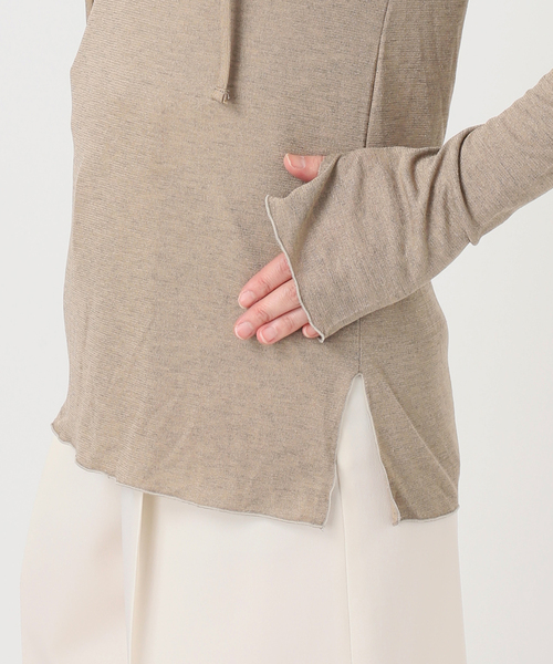 Noble（ノーブル）の「《WEB＆一部店舗限定》【RITA×SELLICHI】シアーフーディトップス（Tシャツ/カットソー・レディース・ホワイト/カーキ・FREE）」の7枚目の写真