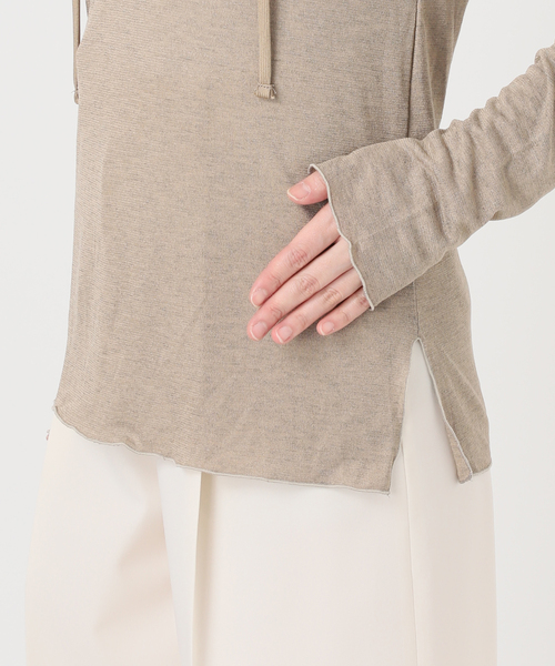 Noble（ノーブル）の「《WEB＆一部店舗限定》【RITA×SELLICHI】シアーフーディトップス（Tシャツ/カットソー・レディース・ホワイト/カーキ・FREE）」の10枚目の写真