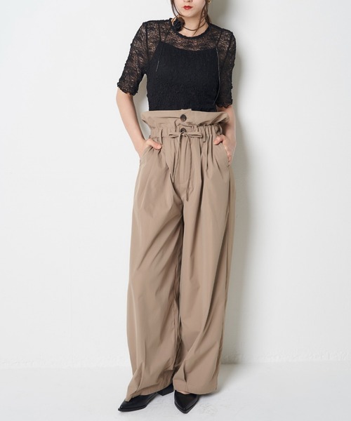 My shawty(マイシャウティー)の「marshmallow twill pants(その他パンツ・レディース・ベージュ/ブラック・FREE)」の1枚目の写真