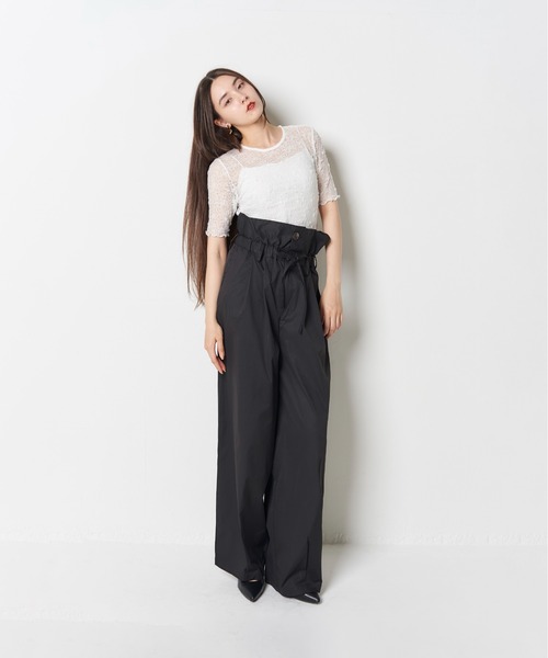 My shawty(マイシャウティー)の「marshmallow twill pants(その他パンツ・レディース・ベージュ/ブラック・FREE)」の2枚目の写真