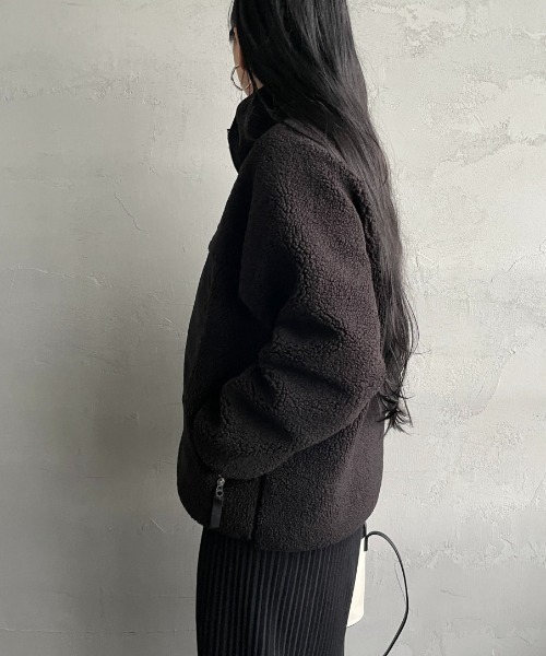 DANTON（ダントン）の「【WEB先行予約】[DANTON/ダントン] スタンドカラー インサレーションボアジャケット（ブルゾン・レディース・ブラック/アイボリー・M/S）」の16枚目の写真