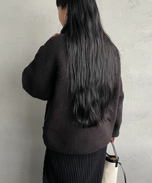 DANTON（ダントン）の「【WEB先行予約】[DANTON/ダントン] スタンドカラー インサレーションボアジャケット（ブルゾン・レディース・ブラック/アイボリー・M/S）」の17枚目の写真
