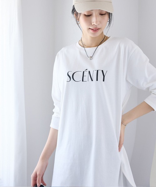 Viola e Viola(ヴィオラエヴィオラ)の「ひんやり&さらり綿混チュニックTシャツ(チュニック・レディース・チャコール/ブラック/ホワイト系その他/オリーブ/グレー系その他・L/LL)」の2枚目の写真