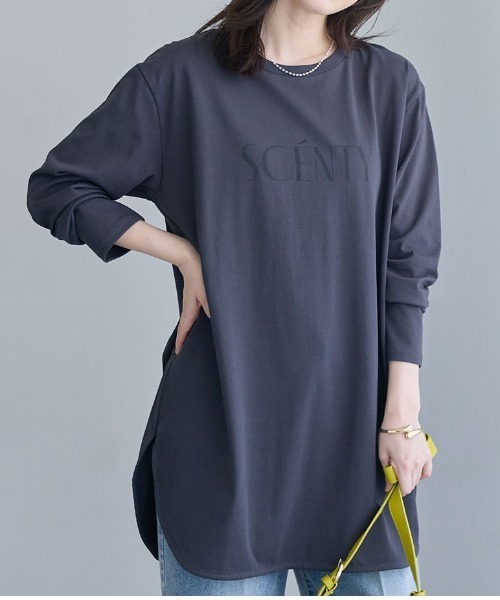 Viola e Viola(ヴィオラエヴィオラ)の「ひんやり&さらり綿混チュニックTシャツ(チュニック・レディース・チャコール/ブラック/ホワイト系その他/オリーブ/グレー系その他・L/LL)」の3枚目の写真