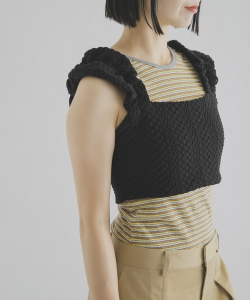 THE GOODLAND MARKET(ザグッドランドマーケット)の「cwtch LACE BUSTIER(ニット/セーター・レディース・ホワイト/ブラック・FREE)」の1枚目の写真
