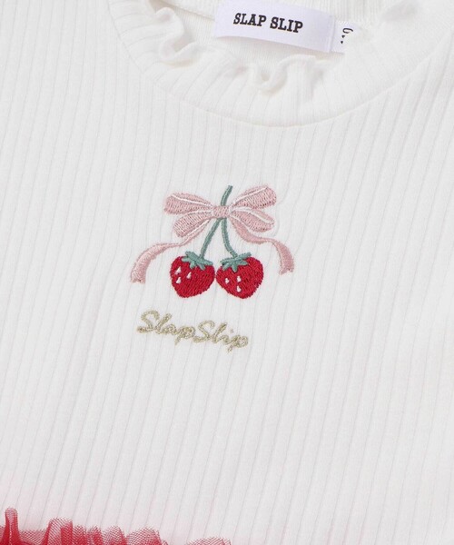 SLAP SLIP(スラップスリップ)の「ハイネックイチゴ刺しゅうチュールスカートワンピース(80~130cm)(ワンピース・キッズ・レッド/ネイビー・100cm/80cm/110cm/130cm/90cm/120cm)」の12枚目の写真