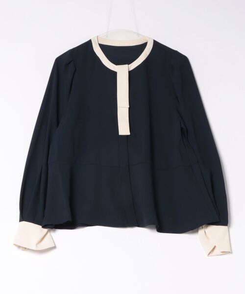 styiro(スタイロ)の「《数量限定》バイカラーボウタイブラウス 26AW新作 秋服 冬 通勤 オフィス セレモニー きれいめ フェミニン(シャツ/ブラウス・レディース・ホワイト/ベージュ/ネイビー・FREE)」の1枚目の写真