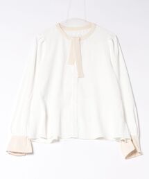 《数量限定》バイカラーボウタイブラウス 26AW新作 秋服 冬 通勤 オフィス セレモニー きれいめ フェミニン