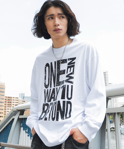 WEGO(ウィゴー)の「WEGO/【26年秋冬新作】BIGメッセージロンT(Tシャツ/カットソー・メンズ・ホワイト/スミクロ・LARGE/MEDIUM)」の2枚目の写真