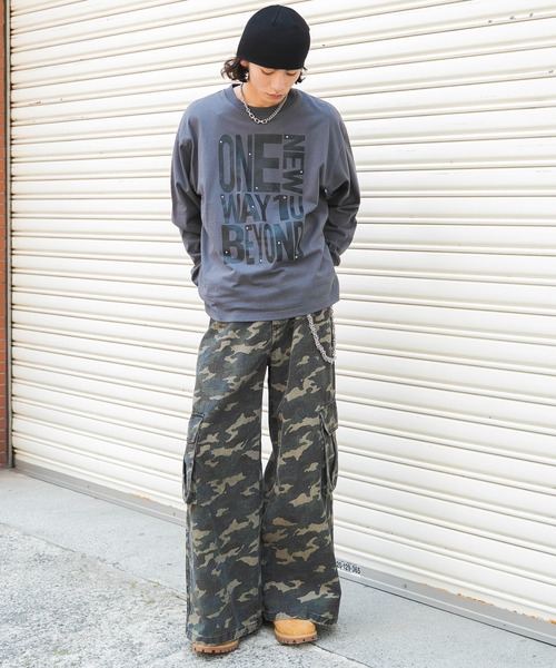 WEGO(ウィゴー)の「WEGO/【26年秋冬新作】BIGメッセージロンT(Tシャツ/カットソー・メンズ・ホワイト/スミクロ・LARGE/MEDIUM)」の4枚目の写真