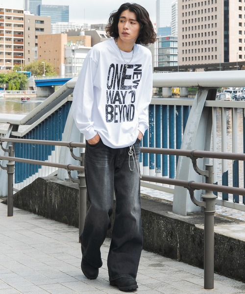 WEGO(ウィゴー)の「WEGO/【26年秋冬新作】BIGメッセージロンT(Tシャツ/カットソー・メンズ・ホワイト/スミクロ・LARGE/MEDIUM)」の12枚目の写真