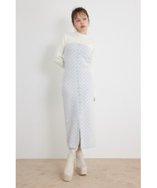 rienda(リエンダ)の「【AW先行アイテム】ハイネックニットセットジャガードロングワンピース 秋服 冬服(ワンピース・レディース・ブラウン/ブラック/ホワイト・FREE)」の2枚目の写真