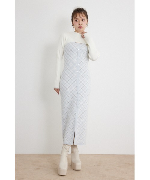 rienda(リエンダ)の「【AW先行アイテム】ハイネックニットセットジャガードロングワンピース 秋服 冬服(ワンピース・レディース・ブラウン/ブラック/ホワイト・FREE)」の7枚目の写真