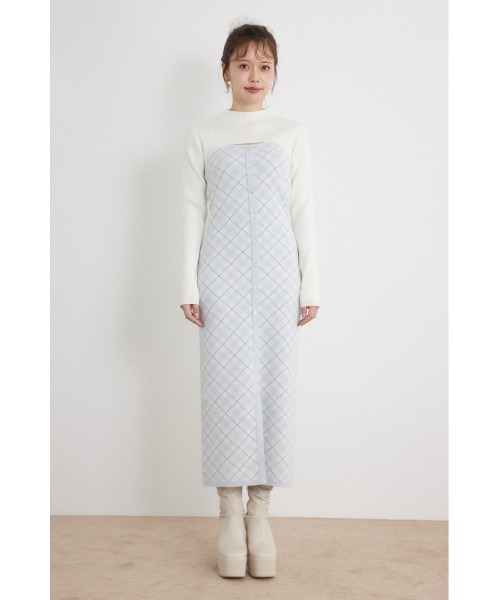 rienda(リエンダ)の「【AW先行アイテム】ハイネックニットセットジャガードロングワンピース 秋服 冬服(ワンピース・レディース・ブラウン/ブラック/ホワイト・FREE)」の13枚目の写真