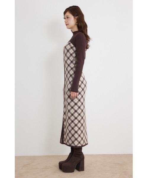 rienda(リエンダ)の「【AW先行アイテム】ハイネックニットセットジャガードロングワンピース 秋服 冬服(ワンピース・レディース・ブラウン/ブラック/ホワイト・FREE)」の22枚目の写真