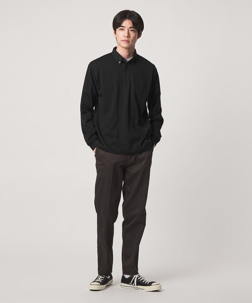 green label relaxing(グリーンレーベルリラクシング)の「【WEB限定】JUST fit デイリー ドライ ボタンダウン 長袖 ポロシャツ -吸水速乾・抗菌-(ポロシャツ・メンズ・ブラック/ダークグレー/ネイビー・L/M/XL/S)」の6枚目の写真
