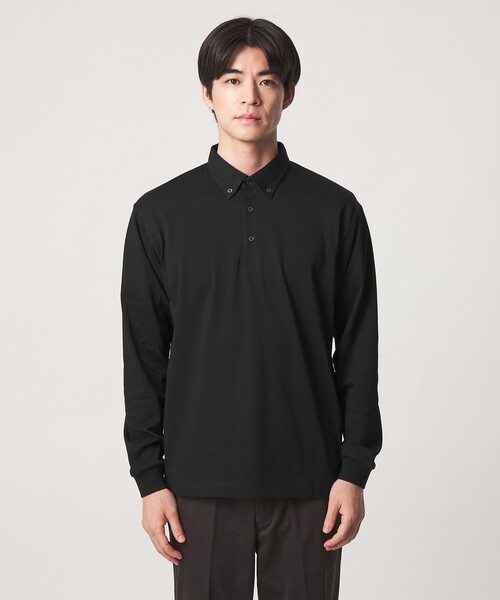 green label relaxing(グリーンレーベルリラクシング)の「【WEB限定】JUST fit デイリー ドライ ボタンダウン 長袖 ポロシャツ -吸水速乾・抗菌-(ポロシャツ・メンズ・ブラック/ダークグレー/ネイビー・L/M/XL/S)」の9枚目の写真