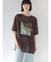 :ETHROF（イーサオブ）の「【別注】FLOWER PHOTO SHEER TOPS(ORANGE)（Tシャツ/カットソー）」