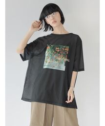 :ETHROF（イーサオブ）の「【別注】FLOWER PHOTO SHEER TOPS(ORANGE)（Tシャツ/カットソー）」