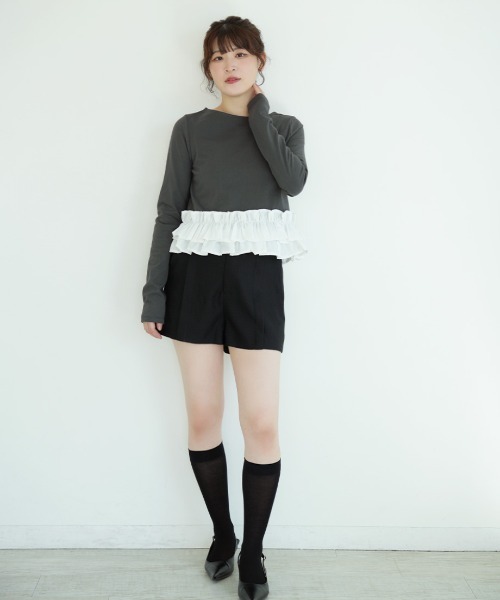 Nulli(ヌリ)の「裾フリルカットソー(Tシャツ/カットソー・レディース・ブラック/チャコール・FREE)」の4枚目の写真