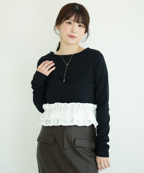 Nulli(ヌリ)の「裾フリルカットソー(Tシャツ/カットソー・レディース・ブラック/チャコール・FREE)」の7枚目の写真