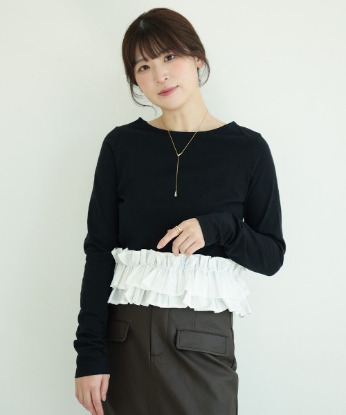 Nulli(ヌリ)の「裾フリルカットソー(Tシャツ/カットソー・レディース・ブラック/チャコール・FREE)」の10枚目の写真