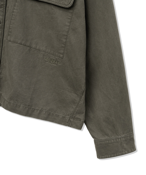 LIFE WORK（ライフワーク）の「レディース ヴィンテージビッグポケットクロップシャケット（シャツ/ブラウス・レディース・チャコールグレー/ダークカーキ・FREE）」の6枚目の写真
