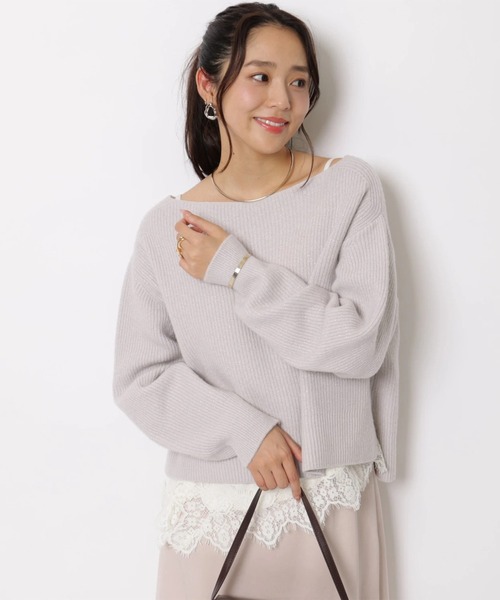 JUSGLITTY(ジャスグリッティー)の「レースヘムサテンキャミ(シャツ/ブラウス・レディース・オフホワイト/ブラウン・2/1)」の7枚目の写真