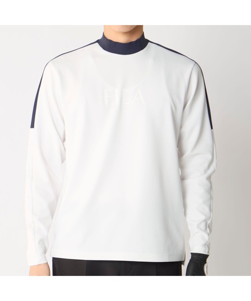 FILA GOLF(フィラゴルフ )の「【FILA GOLF/フィラゴルフ】ハイネックストレッチ長袖シャツ UVカット ゴルフ(Tシャツ/カットソー・メンズ・ホワイト/ネイビー/ブラック・XX-LARGE/X-LARGE/LARGE/MEDIUM)」の2枚目の写真