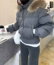 エコファーフード付き中綿ショートブルゾン