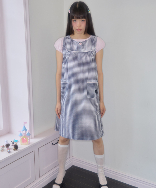 SHAKIRI(シャキリ)の「ワンボタンギンガムチェックドレス(ブラック)(ワンピース・レディース・その他・FREE)」の1枚目の写真