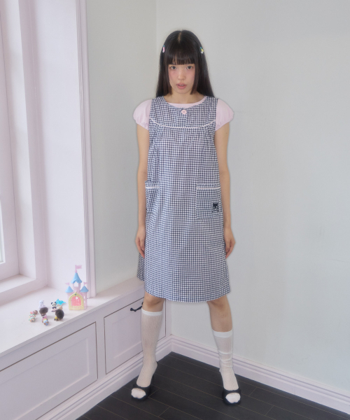 SHAKIRI(シャキリ)の「ワンボタンギンガムチェックドレス(ブラック)(ワンピース・レディース・その他・FREE)」の2枚目の写真