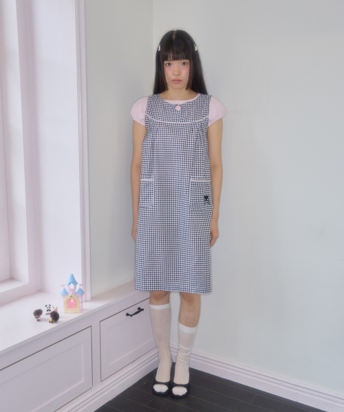 SHAKIRI(シャキリ)の「ワンボタンギンガムチェックドレス(ブラック)(ワンピース・レディース・その他・FREE)」の3枚目の写真