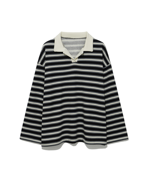 MOAA(モア)の「ハーバー ストライプカラーTシャツ(チャコール)(ポロシャツ・レディース・その他・FREE)」の2枚目の写真