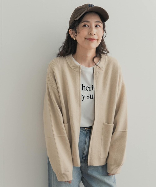 URBAN RESEARCH DOORS（アーバンリサーチドアーズ）の「『一部WEB限定カラー』ニットZIPブルゾン（ブルゾン・レディース・グレー系その他/ブラック/ベージュ/ブラウン系その他・FREE）」の4枚目の写真