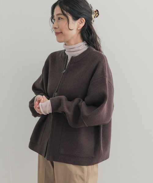 URBAN RESEARCH DOORS（アーバンリサーチドアーズ）の「『一部WEB限定カラー』ニットZIPブルゾン（ブルゾン・レディース・グレー系その他/ブラック/ベージュ/ブラウン系その他・FREE）」の3枚目の写真