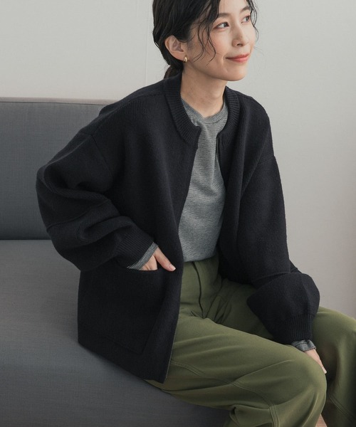 URBAN RESEARCH DOORS（アーバンリサーチドアーズ）の「『一部WEB限定カラー』ニットZIPブルゾン（ブルゾン・レディース・グレー系その他/ブラック/ベージュ/ブラウン系その他・FREE）」の2枚目の写真