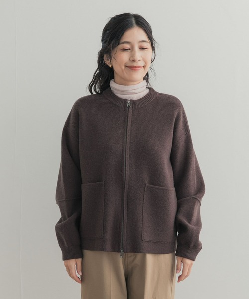 URBAN RESEARCH DOORS（アーバンリサーチドアーズ）の「『一部WEB限定カラー』ニットZIPブルゾン（ブルゾン・レディース・グレー系その他/ブラック/ベージュ/ブラウン系その他・FREE）」の22枚目の写真